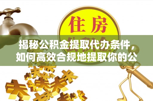 新园揭秘公积金提取代办条件，如何高效合规地提取你的公积金