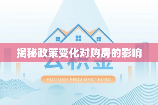 新园揭秘政策变化对购房的影响