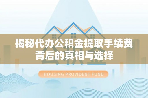 新园揭秘代办公积金提取手续费背后的真相与选择